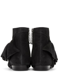 J.W.Anderson Black Suede Ruffled Ankle Boots