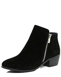 River Island Black Suede Zip Side Ankle Boots