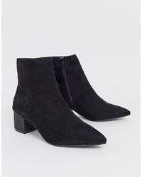 Miss Selfridge Boots With Diamante Heels In Black