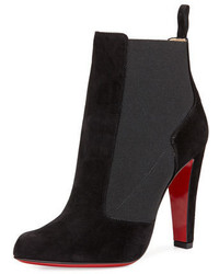Christian Louboutin Boulevard Gored Red Sole Bootie Black