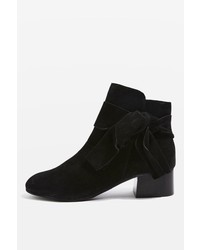 Topshop Bow Suede Ankle Boots
