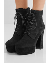 Saint Laurent Candy Suede Platform Ankle Boots Black