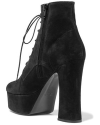 Saint Laurent Candy Suede Platform Ankle Boots Black