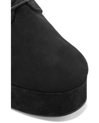 Saint Laurent Candy Suede Platform Ankle Boots Black