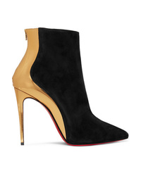 Christian Louboutin Delicotte 100 Suede And Mirrored Leather Ankle Boots