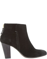 Dune Black Pharah Suede Back Zip Heeled Ankle Boots