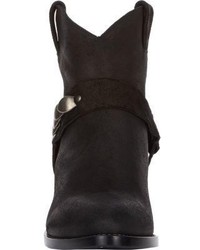 Sartore Embellished Strap Western Ankle Boots Black