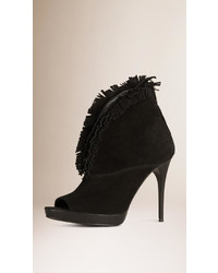Burberry Fringed Suede Ankle Boots