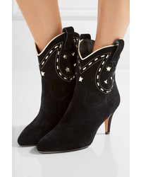 Marc Jacobs Georgia Leather Trimmed Suede Ankle Boots Black