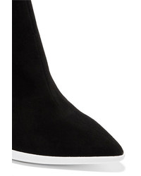 Off-White Grosgrain Trimmed Suede Ankle Boots Black