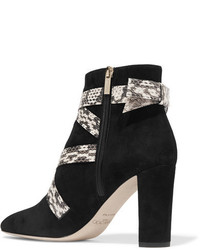 Jimmy Choo Heat Suede And Elaphe Ankle Boots Black