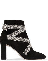 Jimmy Choo Heat Suede And Elaphe Ankle Boots Black