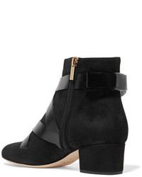 Jimmy Choo Heat Suede And Glossed Textured Leather Ankle Boots Black
