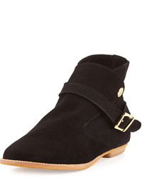 House Of Harlow Hollie Suede Leather Ankle Wrap Bootie Black