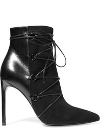 Saint Laurent Jane Suede And Leather Ankle Boots Black