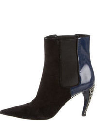 Louis Vuitton Jewel Embellished Suede Ankle Boots