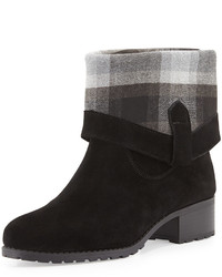 Charles by Charles David June Flannel Cuff Suede Bootie Black