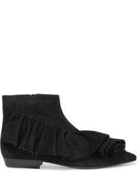 J.W.Anderson Jw Anderson Ruffled Suede Ankle Boots Black