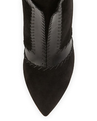 Francesco Russo Layered Leather Trimmed Suede Bootie