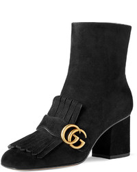 Gucci Marmont Suede 75mm Ankle Boot Black