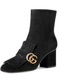 Gucci Marmont Suede 75mm Ankle Boot Black