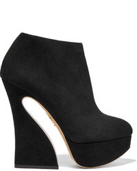Charlotte Olympia Millie Suede Platform Ankle Boots Black