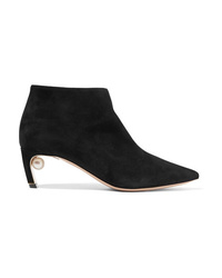 Nicholas Kirkwood Mira Faux Pearl Embellished Suede Ankle Boots