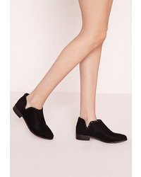 Missguided Flat Woven Detail Ankle Boots Black