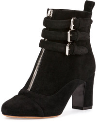 Tabitha Simmons Nash Front Zip Suede Ankle Boot Black