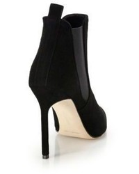 Manolo Blahnik Point Toe Suede Ankle Boots