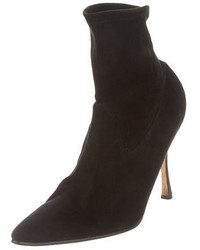 Manolo Blahnik Pointed Toe Suede Ankle Boots