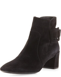 Roger Vivier Polly Suede Side Buckle Ankle Boot Black