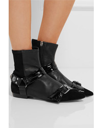 Isabel Marant Reidya Patent Paneled Leather And Suede Ankle Boots Black