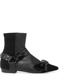 Isabel Marant Reidya Patent Paneled Leather And Suede Ankle Boots Black