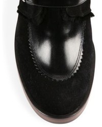 Giorgio Armani Shearling Lined Suede Leather Buckle Booties