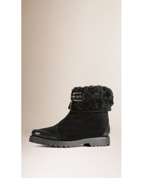 Burberry Shearling Suede Ankle Boots