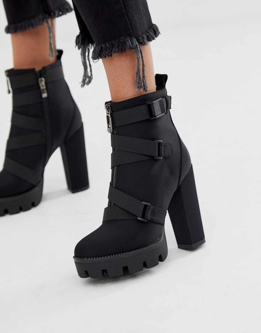 Simmi London platform heel knee boot in black | ASOS