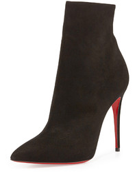 Christian Louboutin So Kate Booty Suede Red Sole Ankle Boot Black