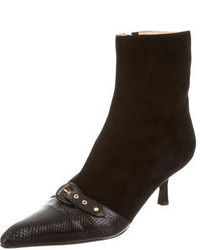 Chanel Suede Buckle Embellished Ankle Boots