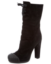 Fendi Suede Lace Up Ankle Boots