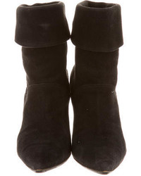 Manolo Blahnik Suede Pointed Toe Ankle Boots