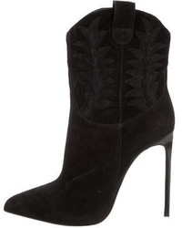 Saint Laurent Suede Pointed Toe Ankle Boots