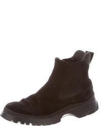 Prada Suede Round Toe Ankle Boots