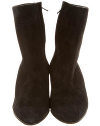 Manolo Blahnik Suede Round Toe Ankle Boots