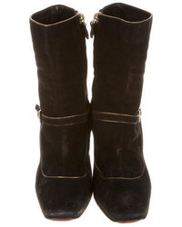 Louis Vuitton Suede Round Toe Ankle Boots