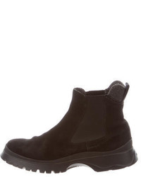 Prada Suede Round Toe Ankle Boots