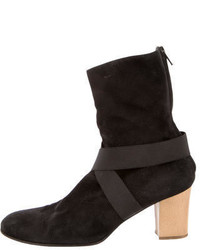 Helmut Lang Suede Round Toe Ankle Boots