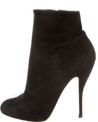 Christian Louboutin Suede Round Toe Ankle Boots