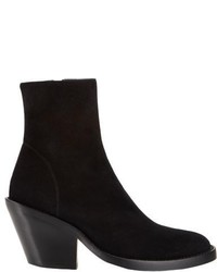 Ann Demeulemeester Suede Side Zip Ankle Boots Black
