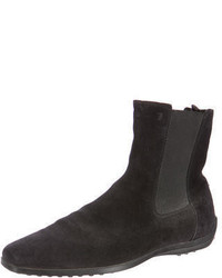 Tod's Suede Square Toe Ankle Boots